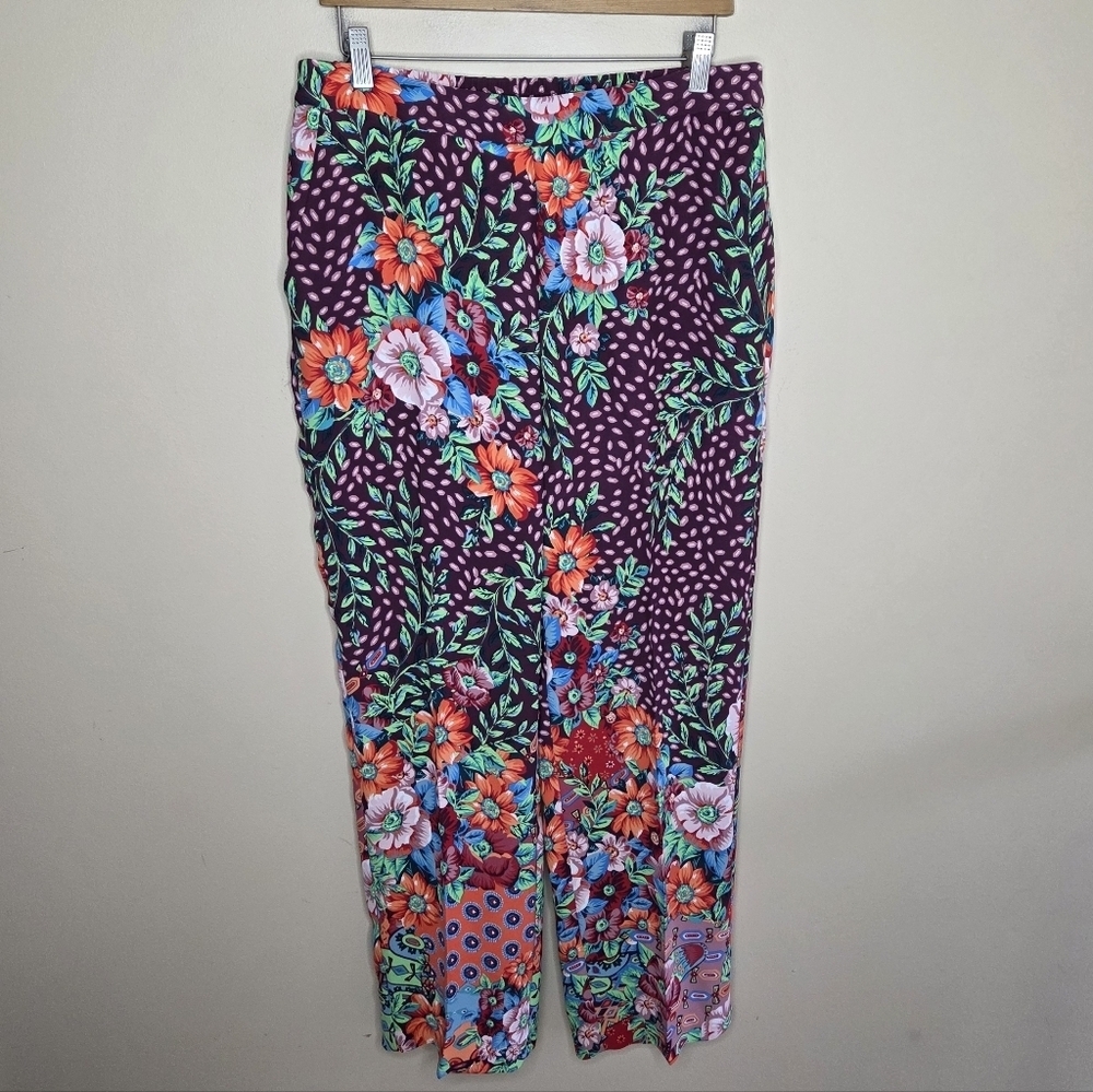 Chico's | Folk Art Colorful Floral Print Pull-On Waist Pants Size 1R or US 8